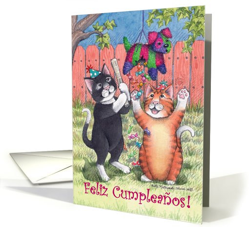 Cats & Spanish Birthday Pinata (Bud & Tony) card (501334)