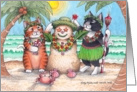 Cats In Christmas Tropics W/Snowman (Bud & Tony) card