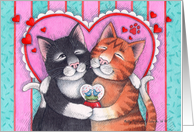 Cats On Valentine’s day Snuggling (Bud & Tony) card