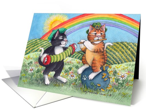 Cat Musicians On St. Patrick's Day (Bud & Tony) card (577963)