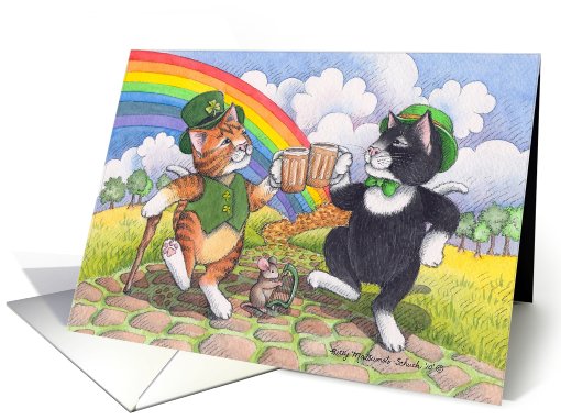 Cats On St. Patrick's Day Cheers (Bud & Tony) card (577967)