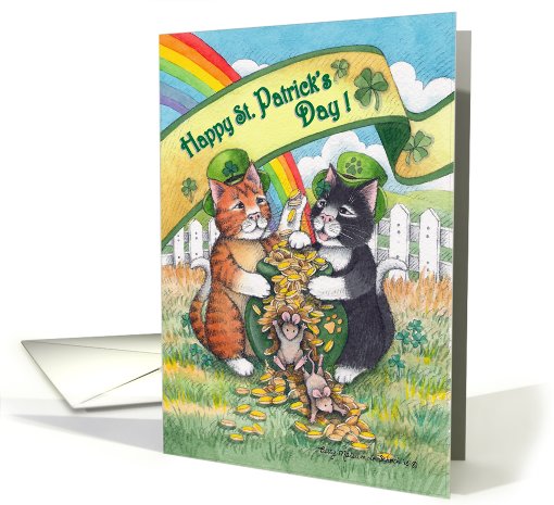 Cats On St. Patrick's Day W/Pot 'o' Gold (Bud & Tony) card (577972)