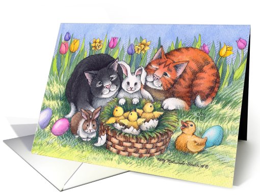 Cats Easter W/animal Friends (Bud & Tony) card (597369)