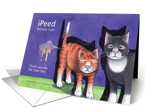 Cat Humor  Peeing Cat Birthday (Bud & Tony) card (621012)