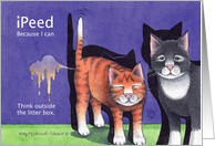 Cat Humor Peeing Cat Birthday (Bud & Tony) card