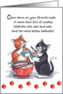 Cats Eating Noodles Birthday (Bud & Tony) card