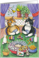 Cats Playing Poker/25th Anniversary Bud & Tony card