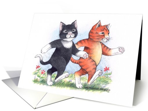 Cats Walking Birthday (Bud & Tony) card (695190)