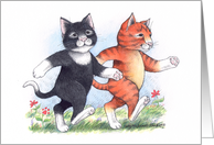 Cats Walking Birthday (Bud & Tony) card