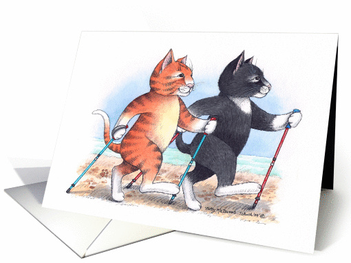 Cats Nordic Walking Birthday (Bud & Tony) card (695200)