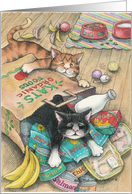 Birthday Cats Out Of The Bag! (Bud & Tony) card