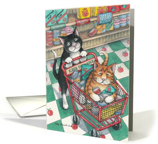Birthday Cats W/Shopping Cart  (Bud & Tony) card (764455)