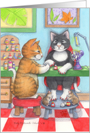 Manicurist Birthday Cats (Bud & Tony) card