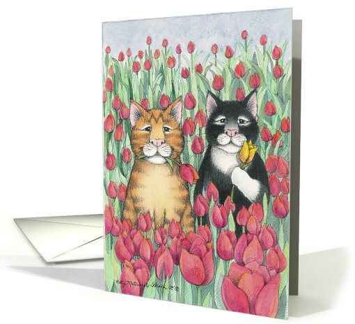 Tulip Garden Party Cats Invitation (Bud & Tony) card (777792)