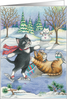 Ice Skating Cats Party Invitation (Bud & Tony) card