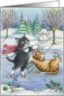 Ice Skating Cats Party Invitation (Bud & Tony) card