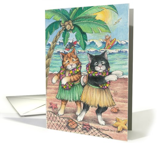 Luau Cats Party Invitation (Bud & Tony) card (777819)