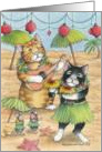 Hawaiian Cats Party Invitation (Bud & Tony) card