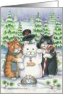 Snowcat Christmas Open House Cats Invitation (Bud & Tony) card