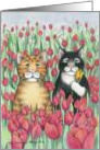 Tulip Cats Spring Party Invitation (Bud & Tony) card