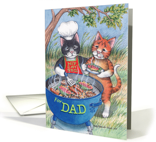 Dad BBQ Birthday Cats (Bud & Tony) card (778697)