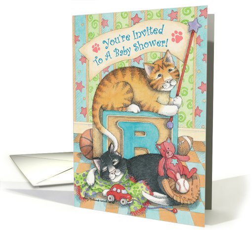 Baby Shower Banner Cats Invite (Bud & Tony) card (778826)