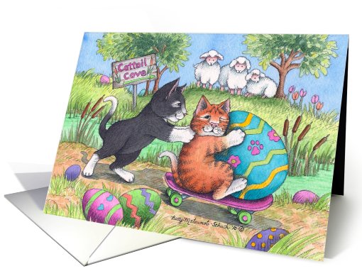 Easter Egg Cats Invite (Bud & Tony) card (779348)