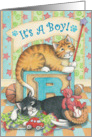 It’s A Boy Flag Cats Announcement (Bud & Tony) card