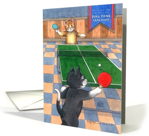 Ping Pong Party Cats Invitation (Bud & Tony) card (782993)
