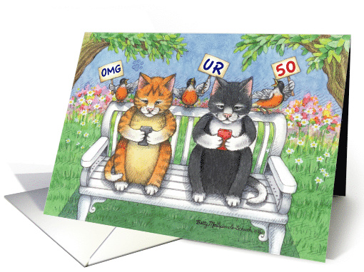 Cats Texting 50th Birthday (Bud & Tony) card (787286)