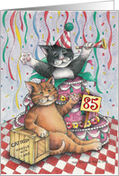 Cats W/Cake 85th Birthday (Bud & Tony) card