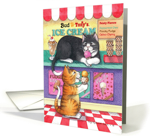 Cats Eating Ice Cream Birthday (Bud & Tony) card (796230)