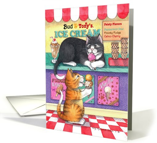Cats Ice Cream Invitation (Bud & Tony) card (796239)