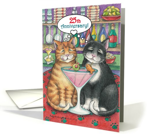 Cats Happy 25th Wedding Anniv. (Bud & Tony) card (808890)