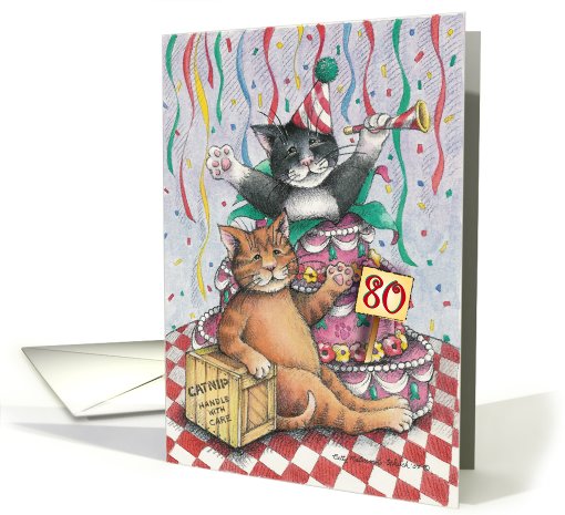 Cats 80th Birthday Invite (Bud & Tony) card (808965)