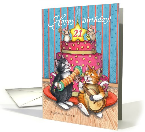 21st Birthday Cats (Bud & Tony) card (822294)