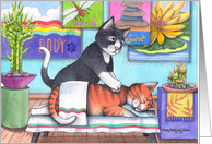 Massage Therapist Announcement Cats (Bud & Tony) card