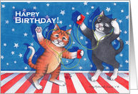 July 4th Birthday Cats (Bud & Tony) card