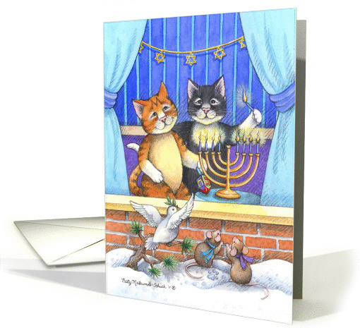 Happy Hanukkah Cats (Bud & Tony) card (871521)