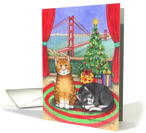 Holiday Greetings, San Francisco Xmas Cats (Bud & Tony) card (934529)