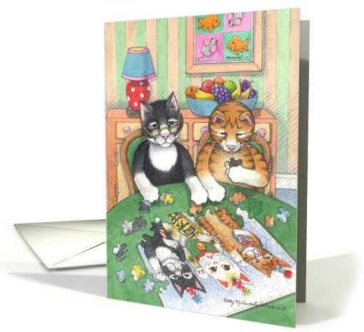 Jigsaw Puzzle Cats Birthday (Bud & Tony) card (934576)
