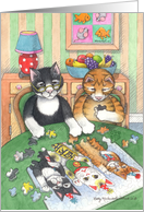 Jigsaw Puzzle Cats Birthday (Bud & Tony) card