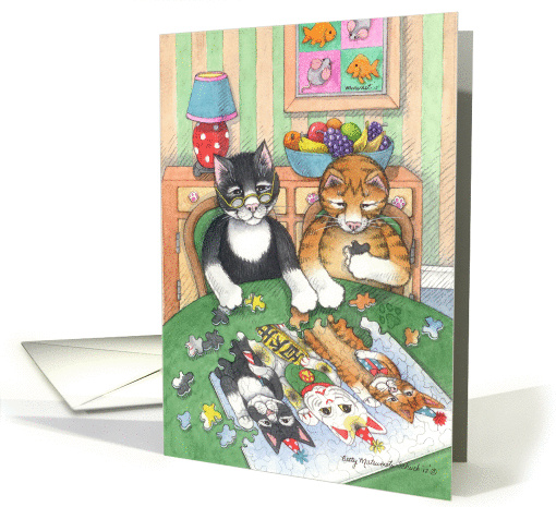 Jigsaw Puzzle Party Cats Invitation (Bud & Tony) card (934577)