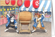 Taiko Drumming Birthday Cats(Bud & Tony) card