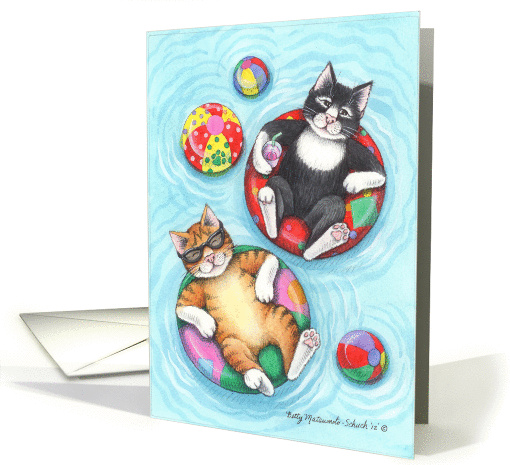 Swimming Pool Cats Birthday (Bud & Tony) card (934594)
