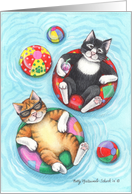 Swimming Pool Cats Birthday (Bud & Tony) card