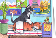 Massage Birthday Cats (Bud & Tony) card