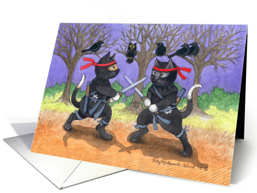 Ninja Cats, Happy Halloween (Bud & Tony) card (960367)