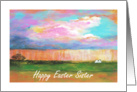 Sister, Happy Easter, April Showers, Abstract Landscape Art card
