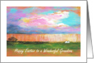 Wonderful Grandson, Happy Easter, April Showers, Abstract Landscape card